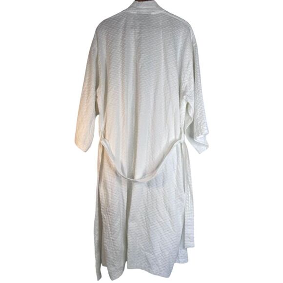 Boca Terry Cloth Robe Waffle Weave Spa Robe Cotton Blend Belted One Size White - Picture 2 of 11